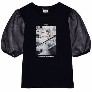 NWT Rare Zara x Luna12 organza puff sleeve T-shirt